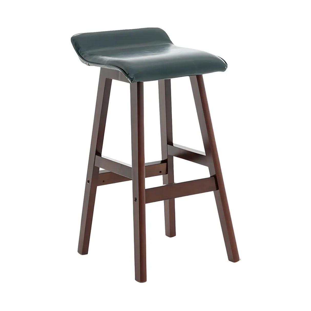 Saddle Faux Leather Seat Low Back Wooden Bar Stool Image - 51