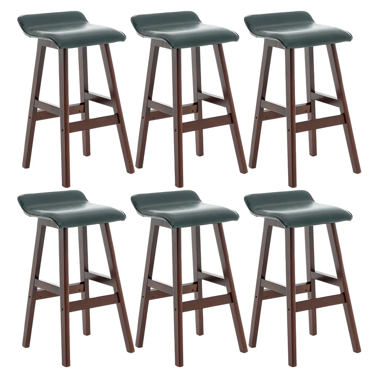 Saddle Faux Leather Seat Low Back Wooden Bar Stool Image - 54