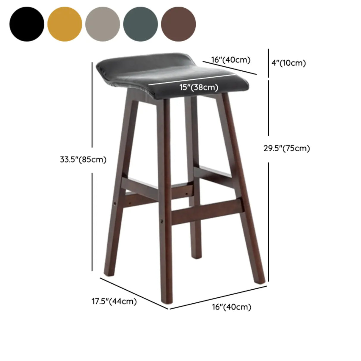 Saddle Faux Leather Seat Low Back Wooden Bar Stool