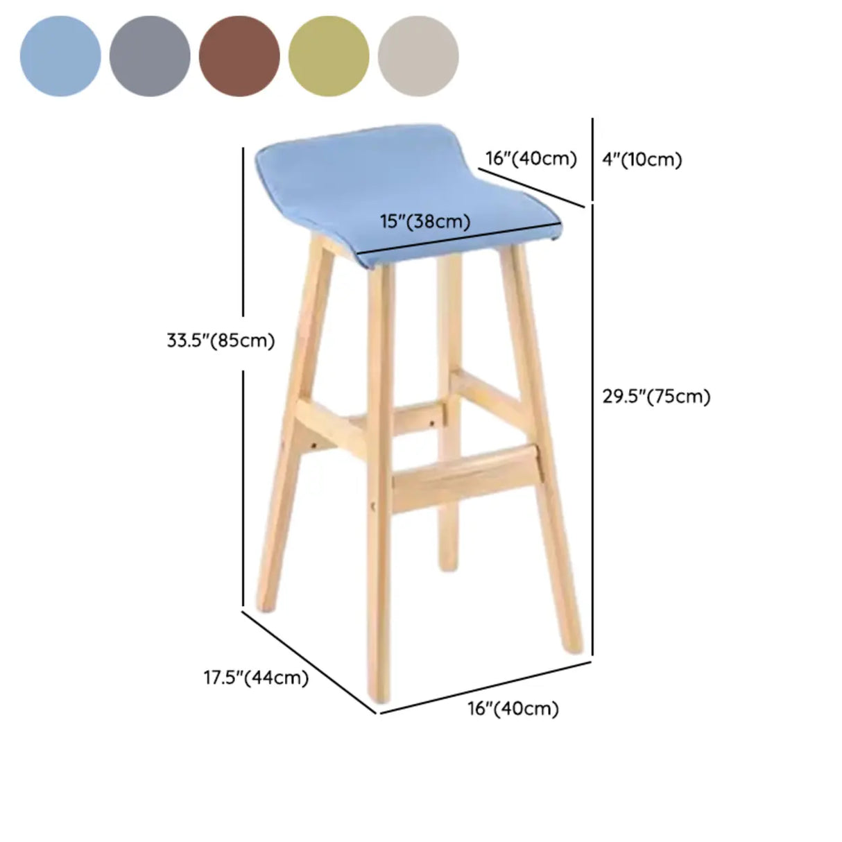 Saddle Faux Leather Seat Low Back Wooden Bar Stool Image - 57