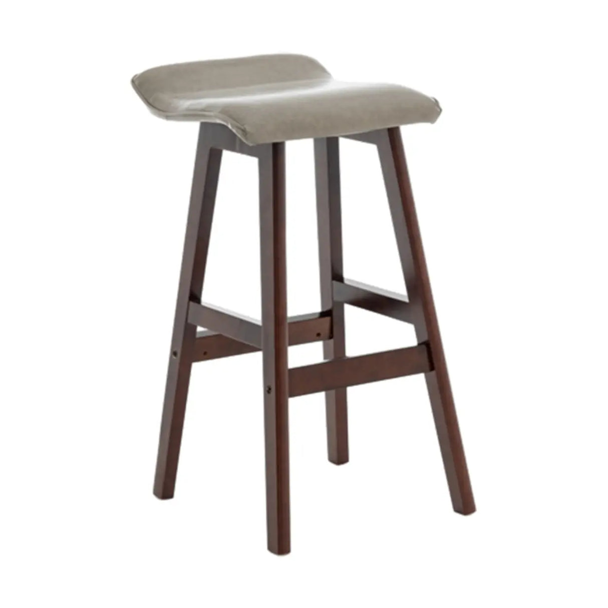 Saddle Faux Leather Seat Low Back Wooden Bar Stool Image - 9
