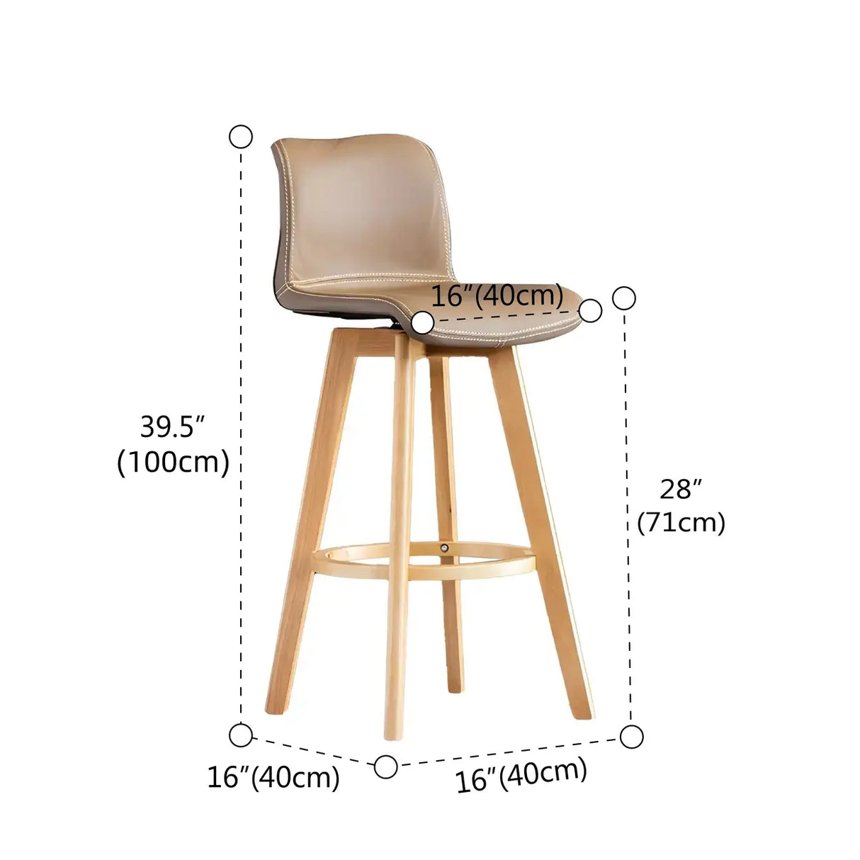 Saddle Genuine Leather Counter Height Low Back Swivel Bar Stools Image - 10