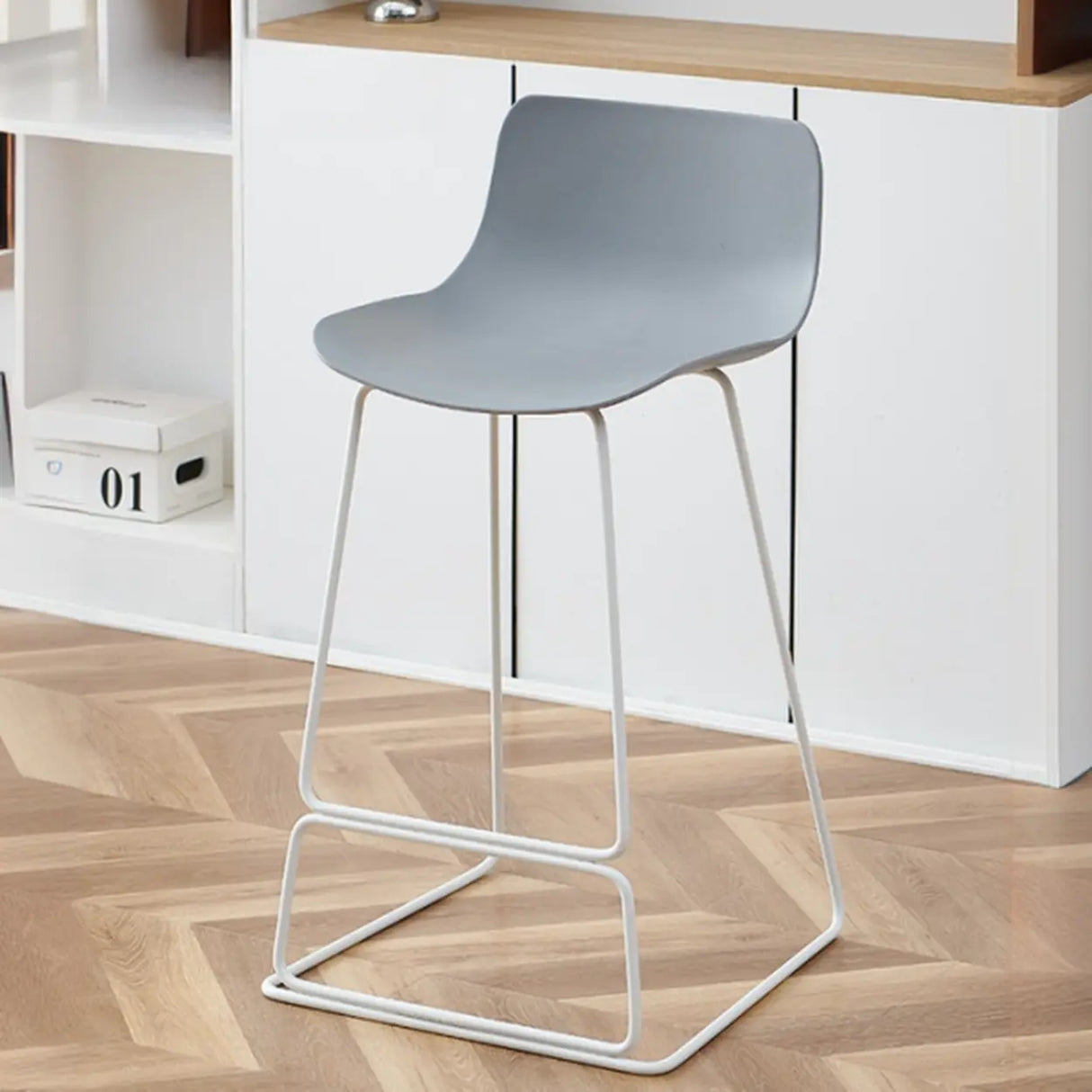 Saddle Low Back Metal Sled Base Bar Stool with Footrest Image - 21