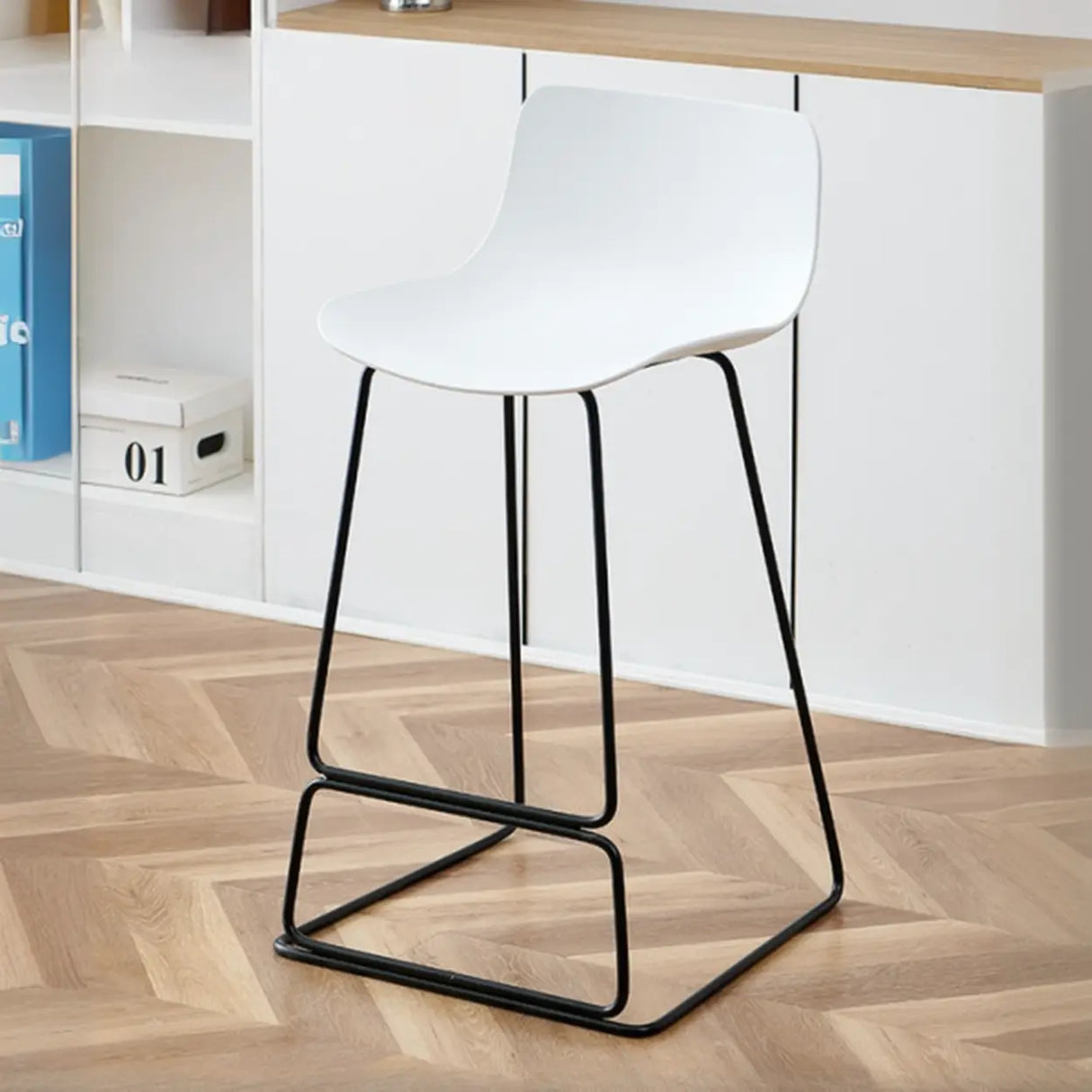 Saddle Low Back Metal Sled Base Bar Stool with Footrest Image - 2