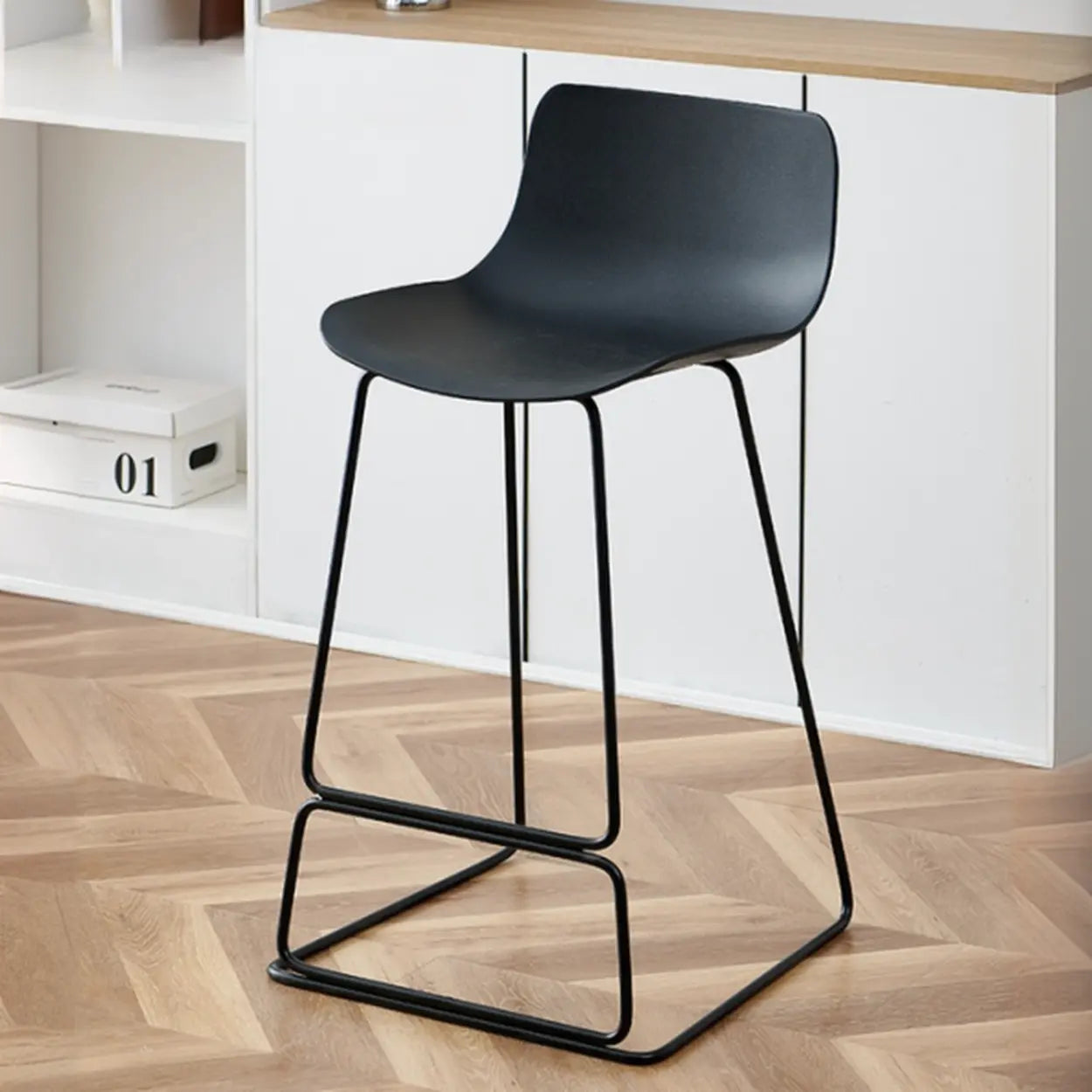Saddle Low Back Metal Sled Base Bar Stool with Footrest Image - 4