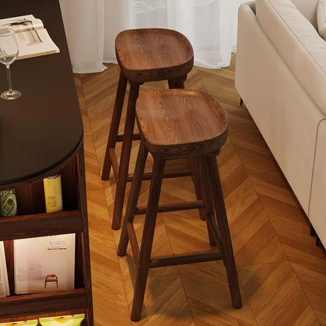Saddle Rubberwood Backless Bar Stool with Footrest Image - 1