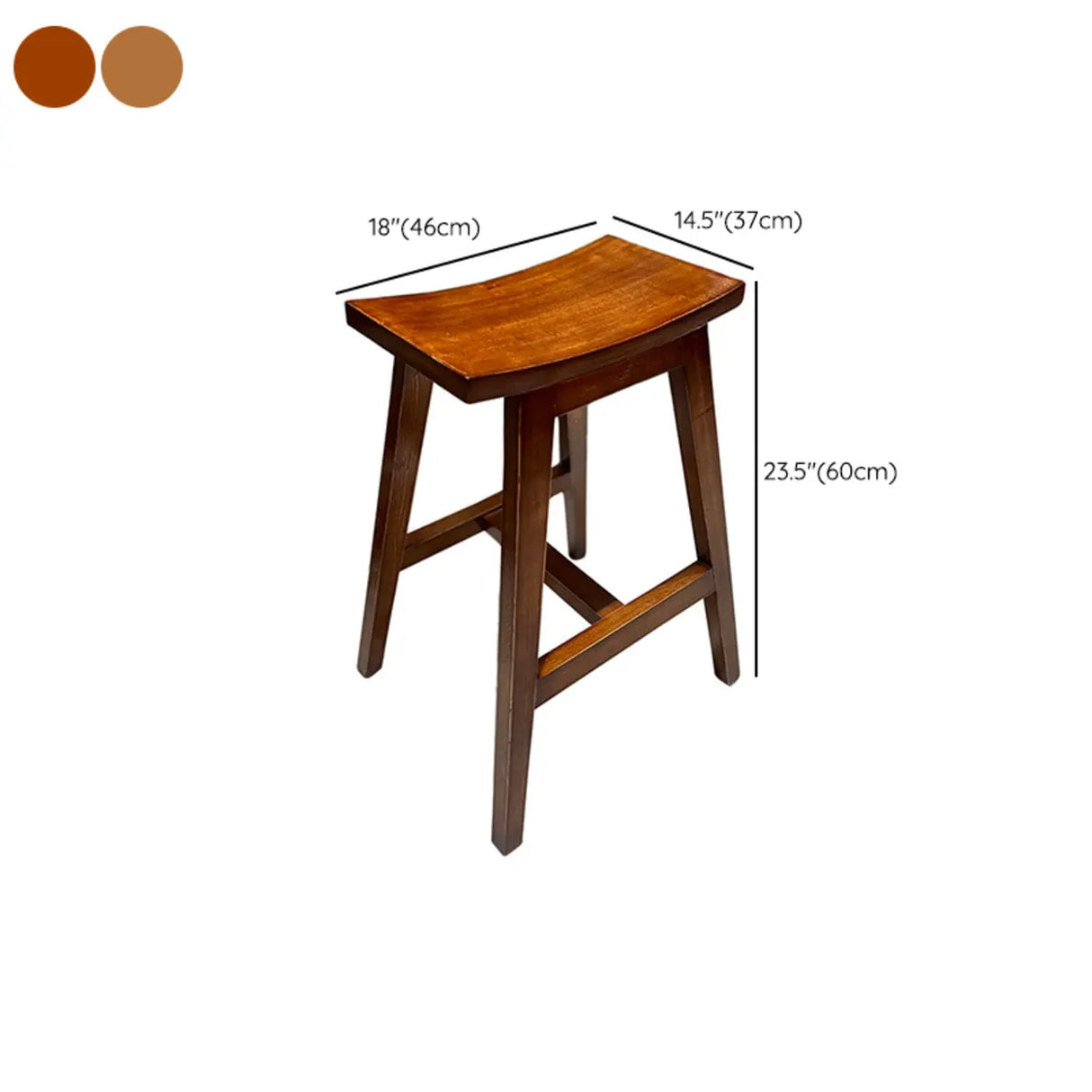 Saddle Wood Backless Short Bar Stool with Footrest