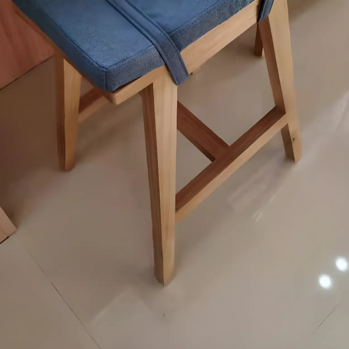 Saddle Wood Backless Short Bar Stool with Footrest Image - 8