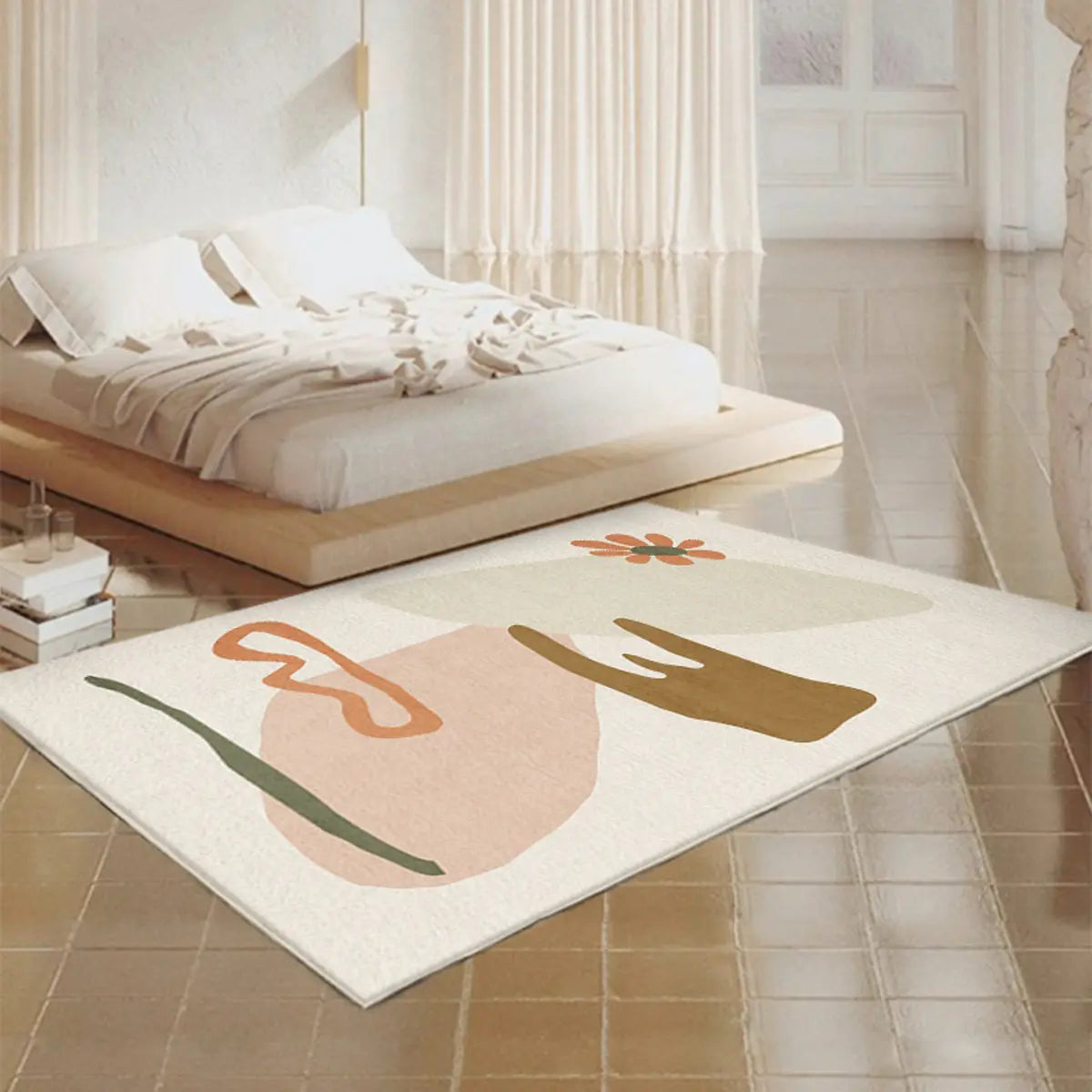 Scandi Abstract Rectangular Soft Wool Anti-Slip Area Rug Image - 5