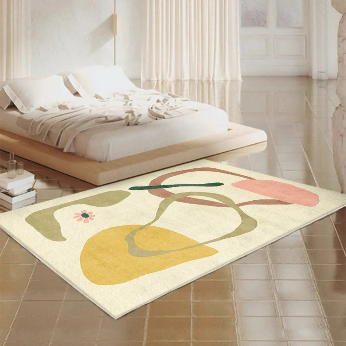 Scandi Abstract Rectangular Soft Wool Anti-Slip Area Rug Image - 9