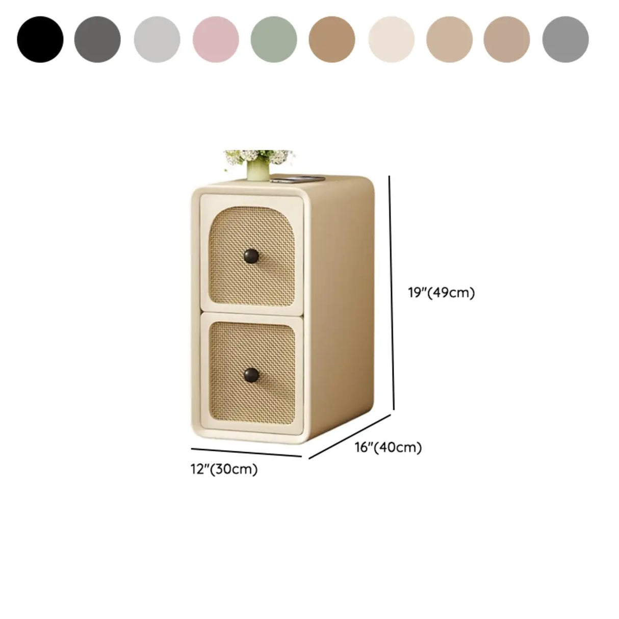 Scandinavia Wood Cream Small Nightstand with Drawers Image - 17