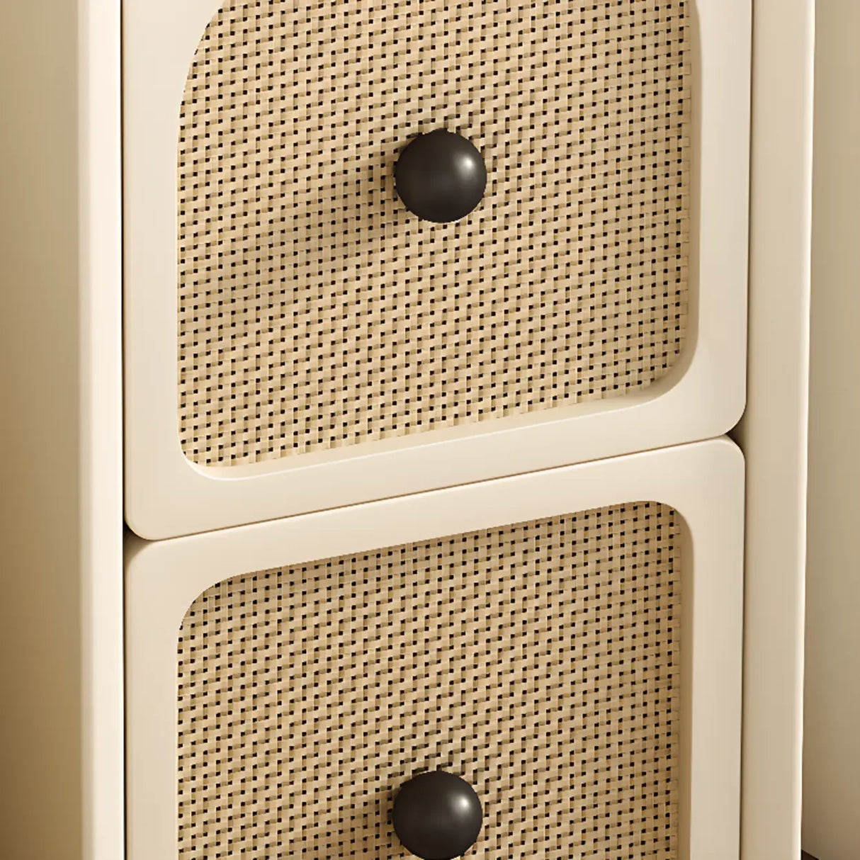 Scandinavia Wood Cream Small Nightstand with Drawers Image - 6