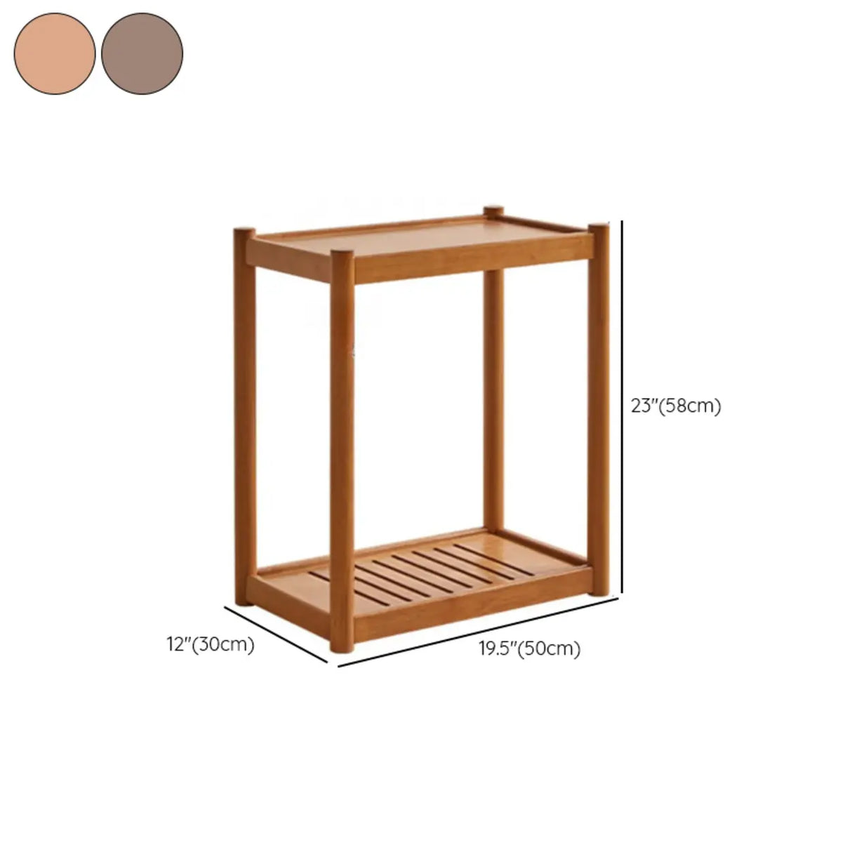 Scandinavian 2-Tier Rubberwood Swivel Wheels Chairside Table