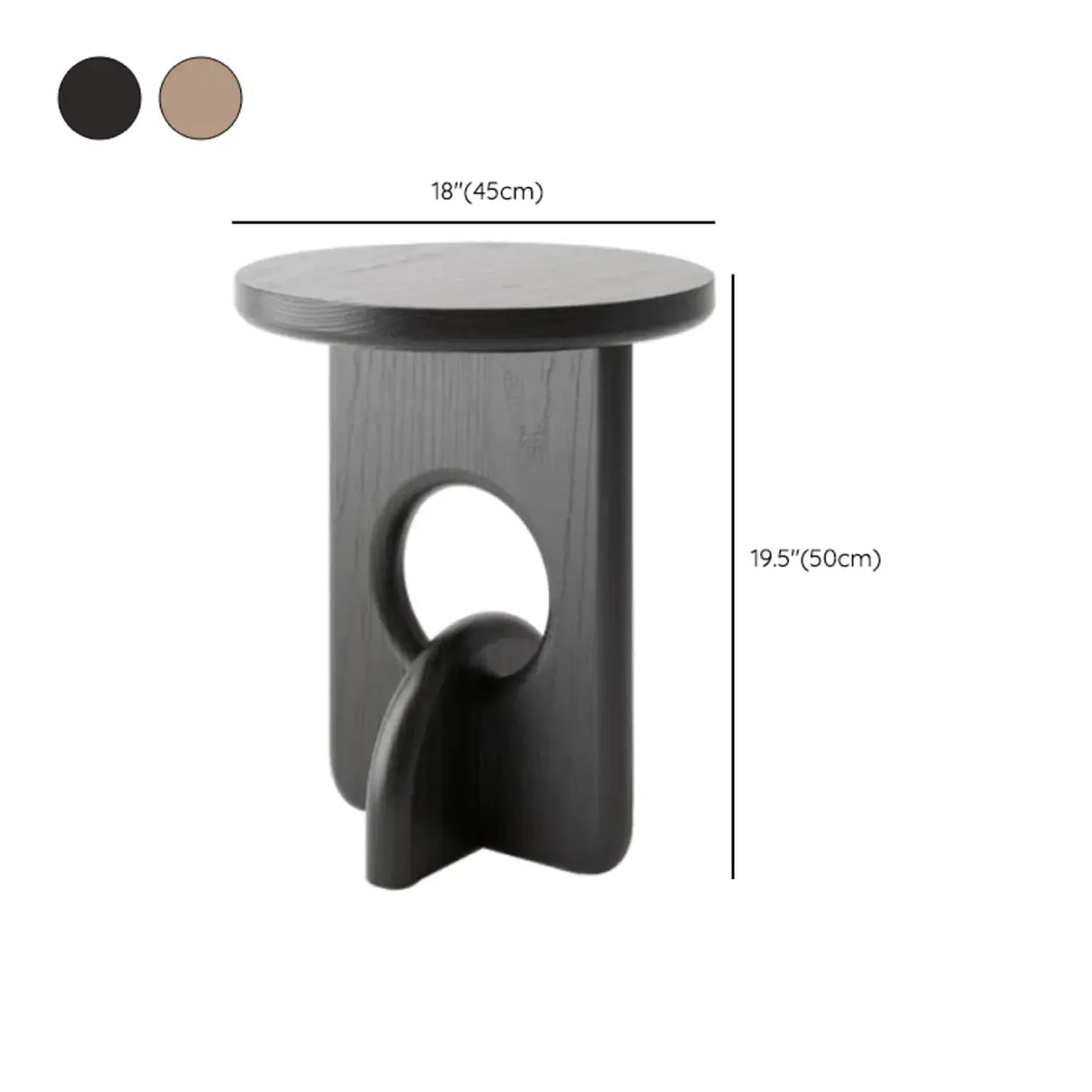 Scandinavian Abstract Base Small Round Top Wood Side Table Image - 13