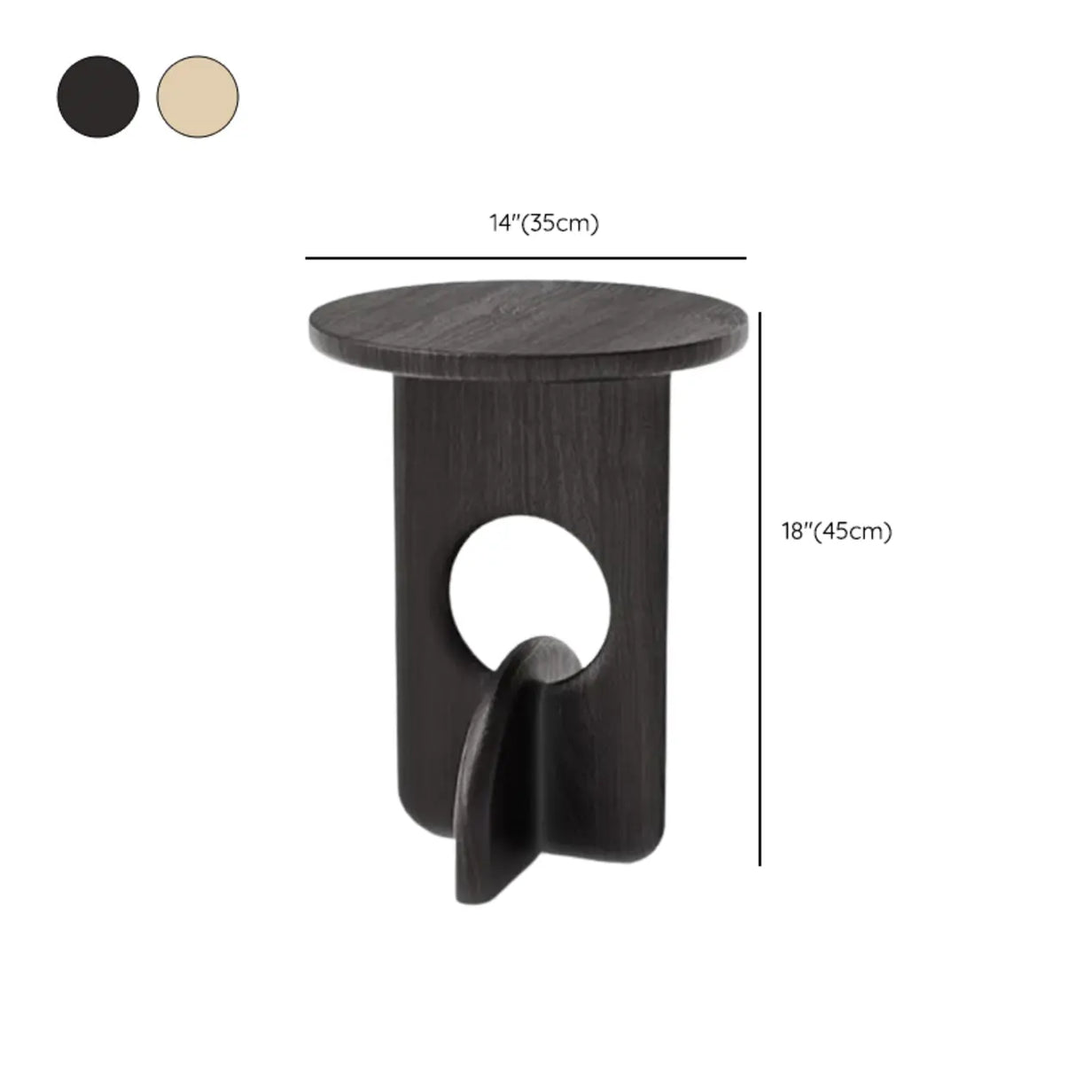Scandinavian Abstract Base Small Round Top Wood Side Table Image - 14