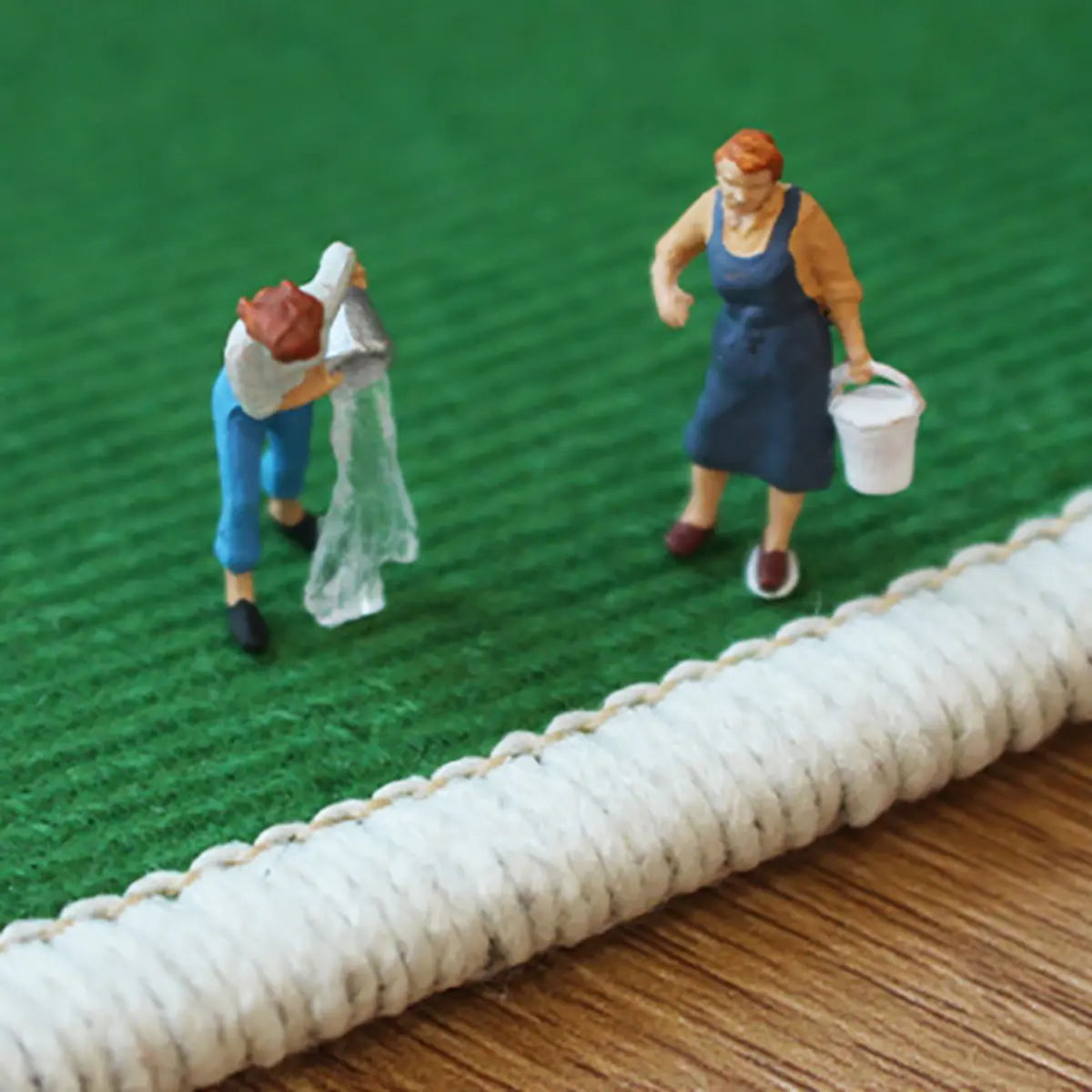 Scandinavian Abstract Beige Cotton Blends Area Rug Image - 4