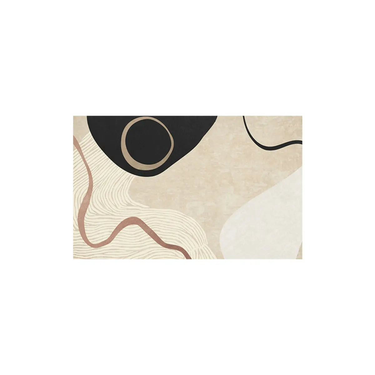 Scandinavian Abstract Non-Slip Beige Vinyl Area Rug Image - 10