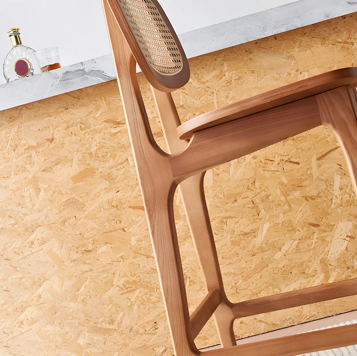 Scandinavian Ash Wood Low Back Bar Stool with Footrest Image - 13