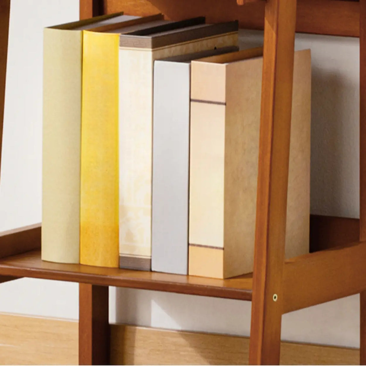 Scandinavian Bamboo Vertical Bookshelf with High Legs Image - 19