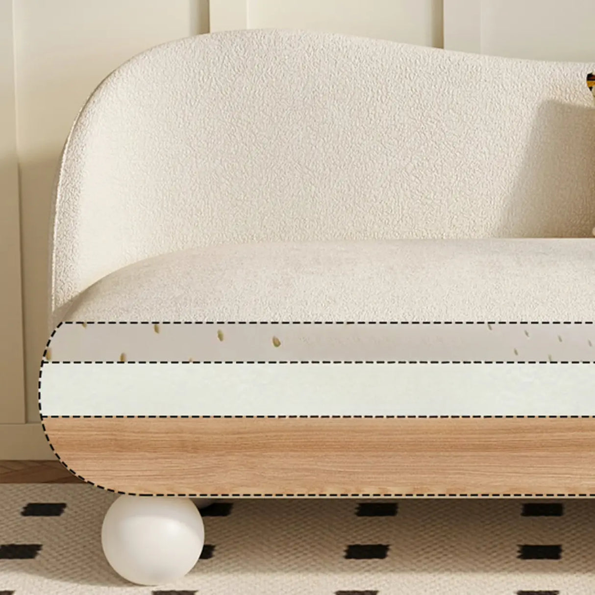 Scandinavian Beige Water Resistant Sherpa Curved Sofa Image - 10