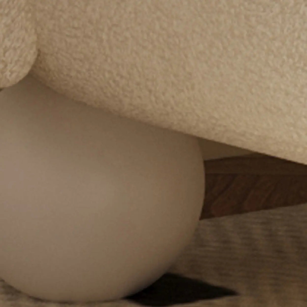 Scandinavian Beige Water Resistant Sherpa Curved Sofa Image - 12