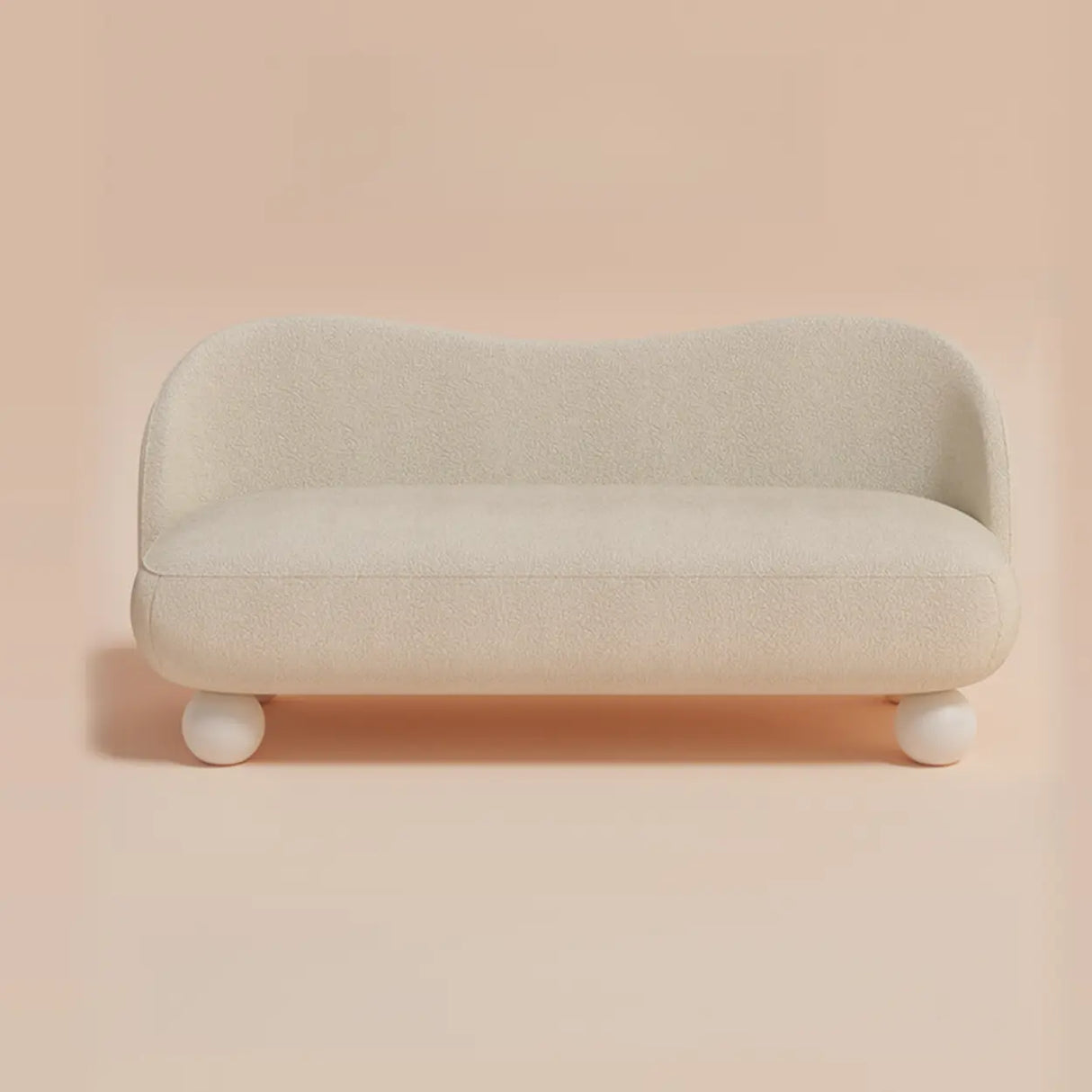 Scandinavian Beige Water Resistant Sherpa Curved Sofa Image - 2