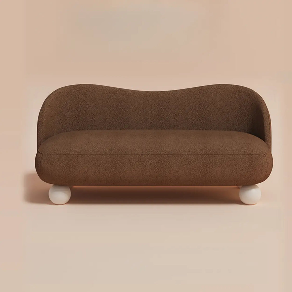 Scandinavian Beige Water Resistant Sherpa Curved Sofa Image - 5