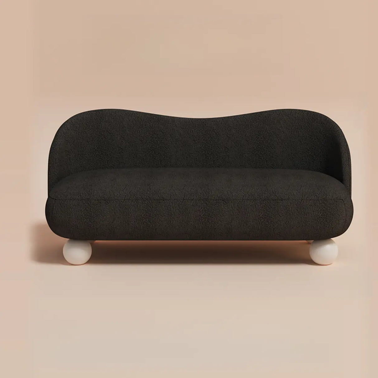 Scandinavian Beige Water Resistant Sherpa Curved Sofa Image - 7