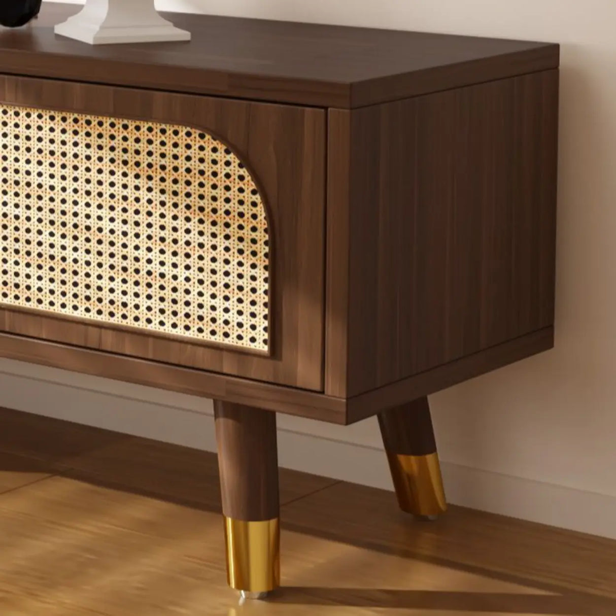 Scandinavian Black Rectangle Shelves Cabinet TV Stand Image - 10