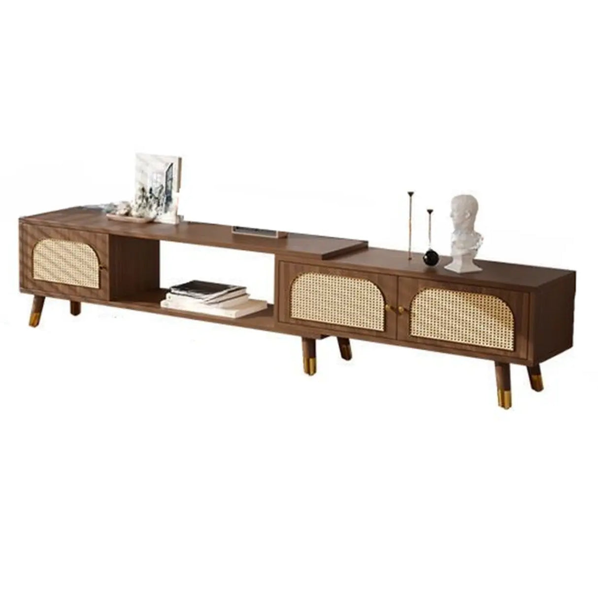 Scandinavian Black Rectangle Shelves Cabinet TV Stand Image - 8