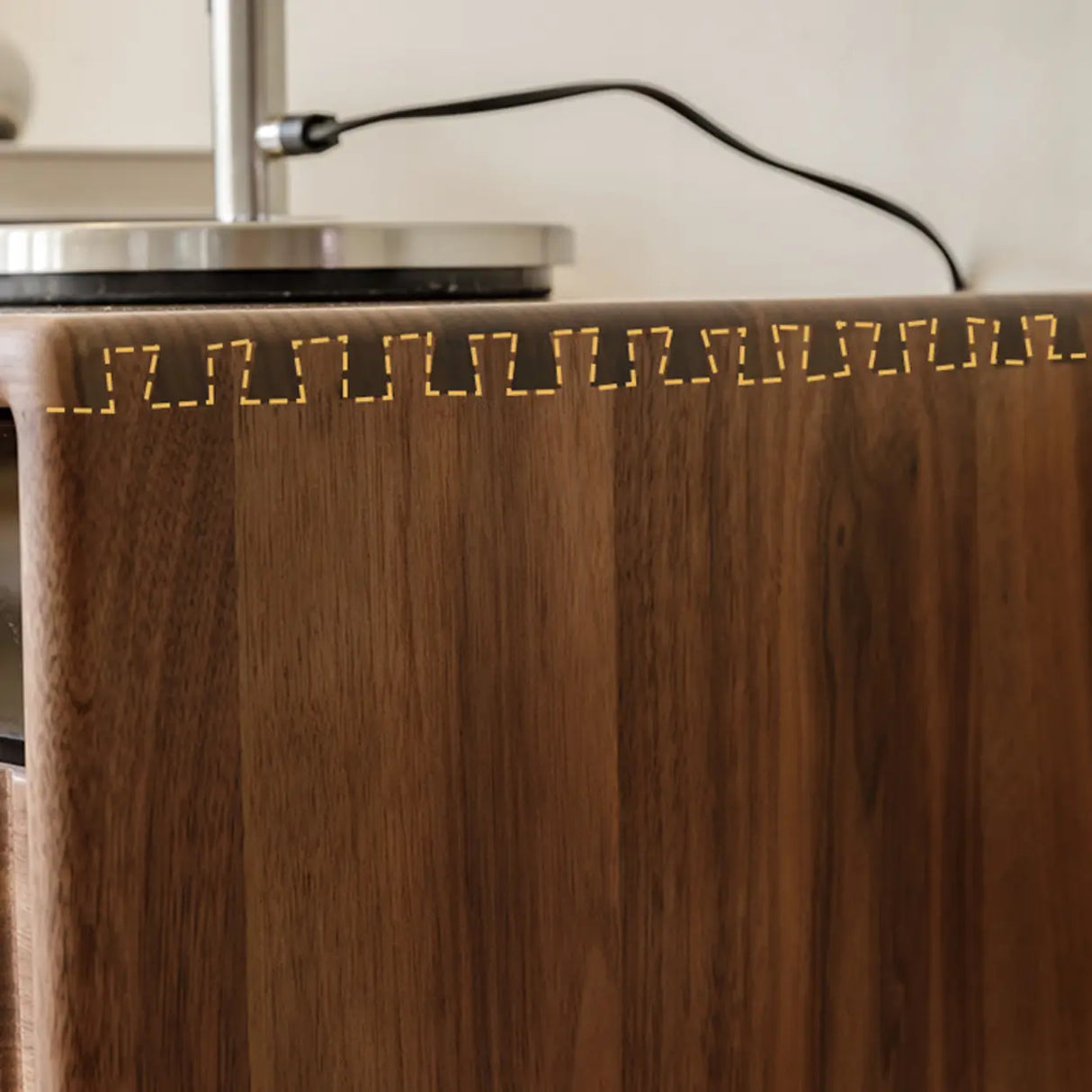 Scandinavian Brown Walnut Long TV Stand with Drawers Image - 7