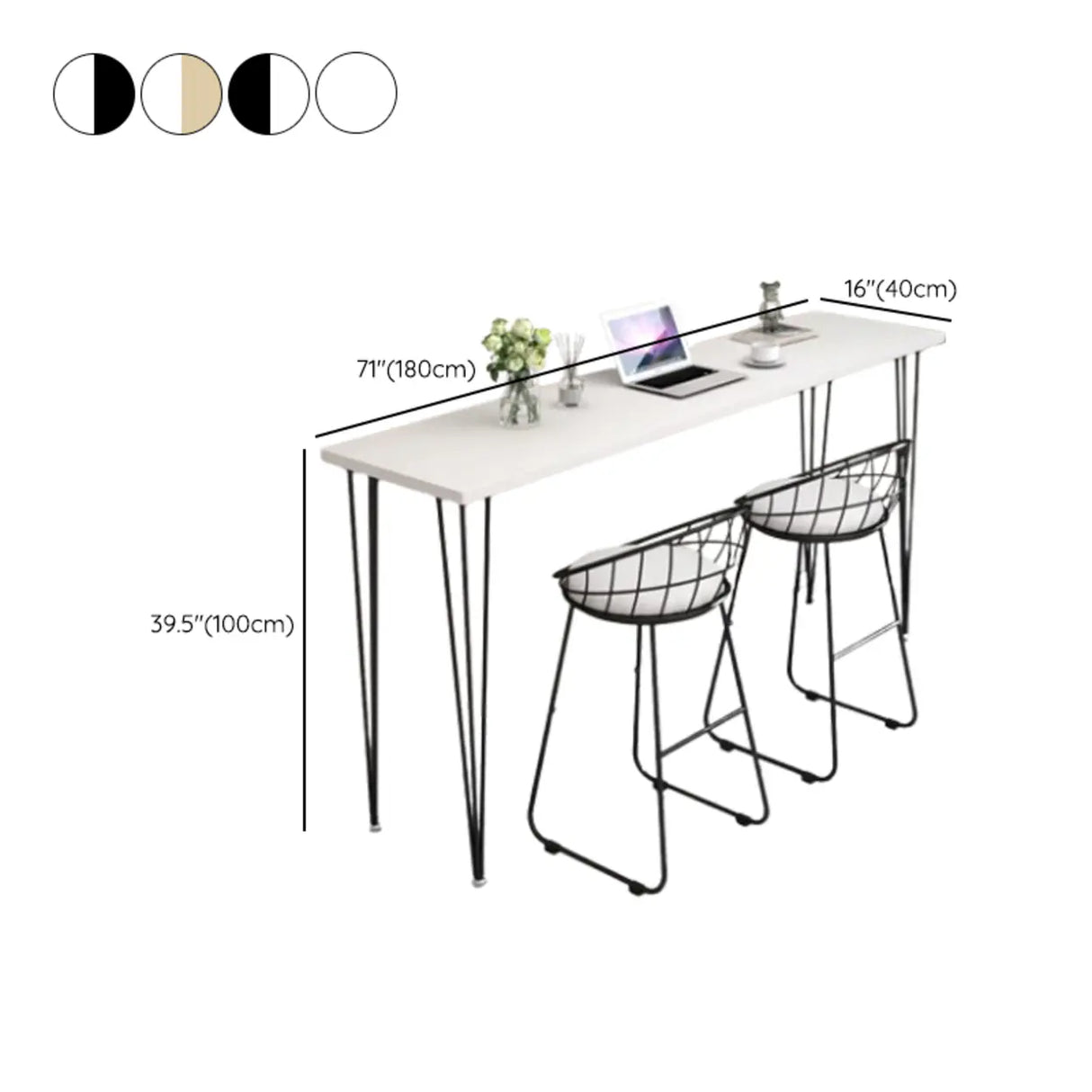 Scandinavian Chic White Rectangular Metal Bar Table Image - 15
