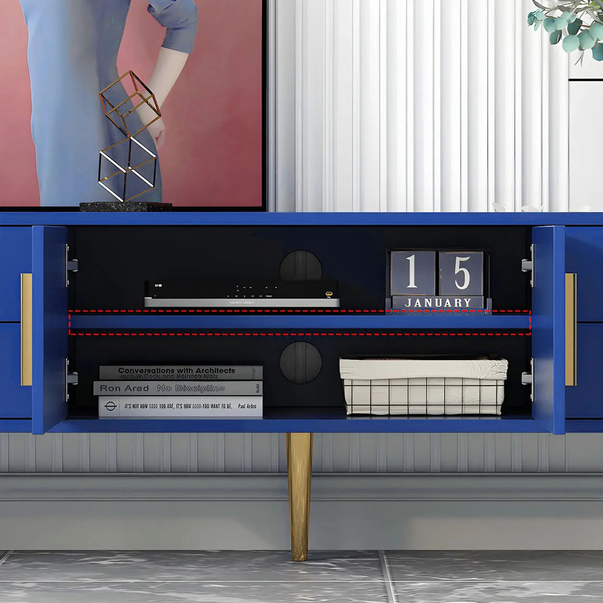 Scandinavian Engineered Wood TV Media Stand Matte Finish Media Console with Drawers Image - 18