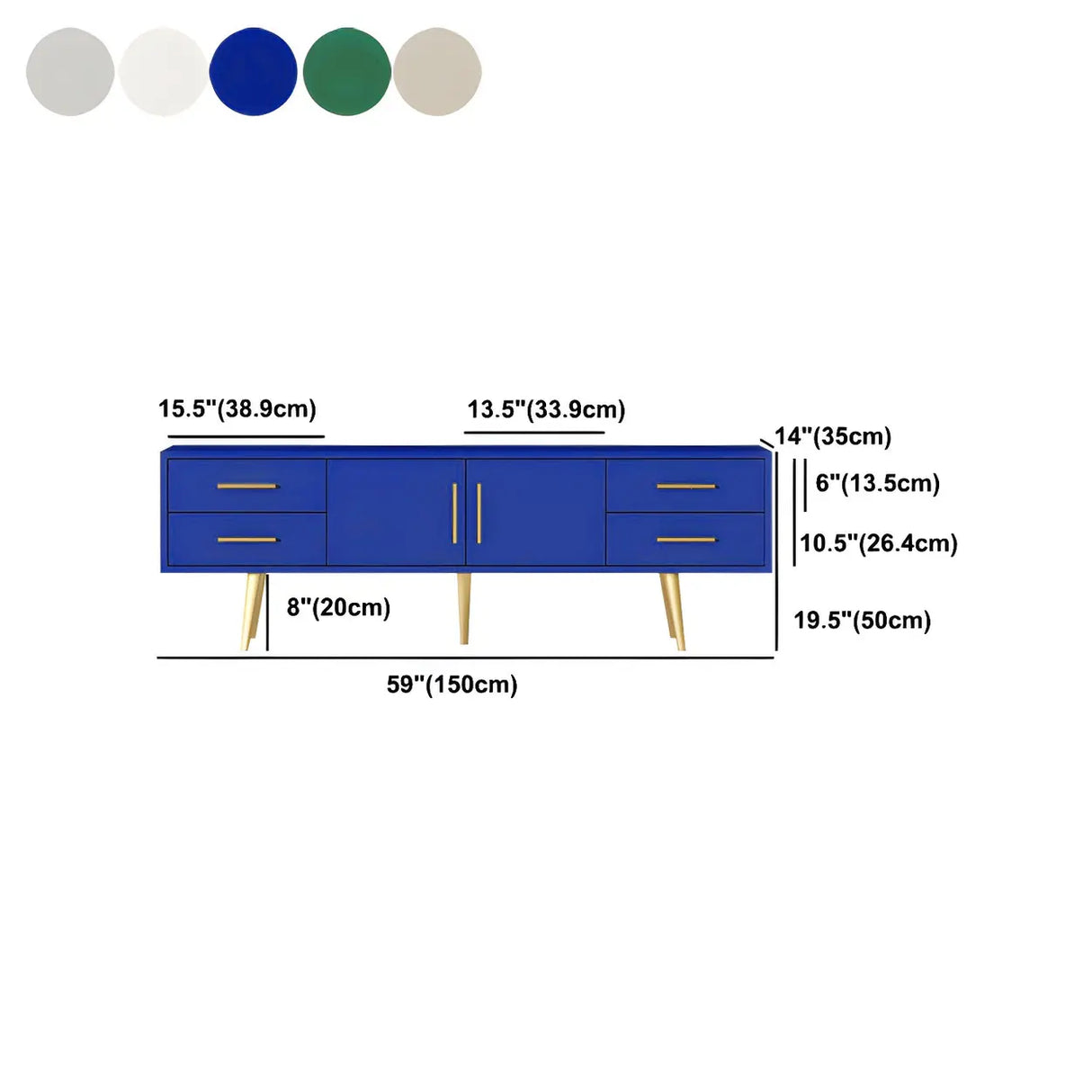Scandinavian Engineered Wood TV Media Stand Matte Finish Media Console with Drawers