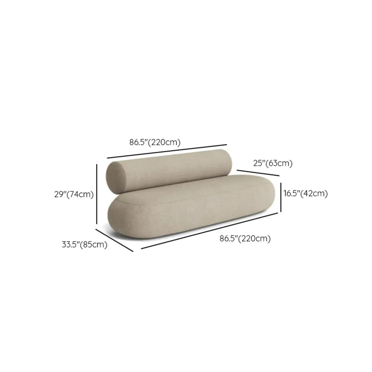 Scandinavian Fabric Cushion Back Foam Seat Fill Sofa
