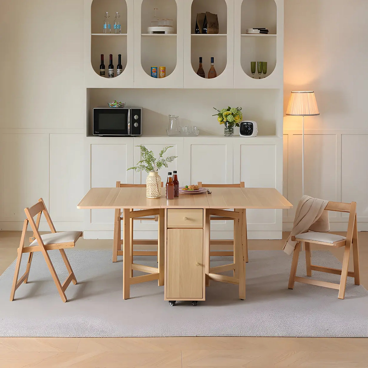 Scandinavian Folding Rectangle Rubberwood Dining Table Image - 5