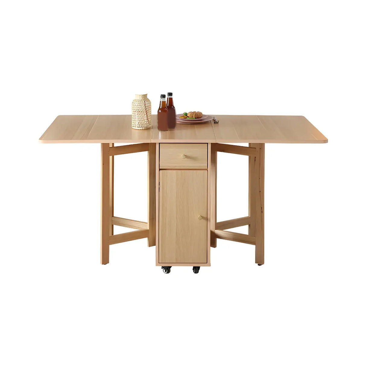 Scandinavian Folding Rectangle Rubberwood Dining Table Image - 6