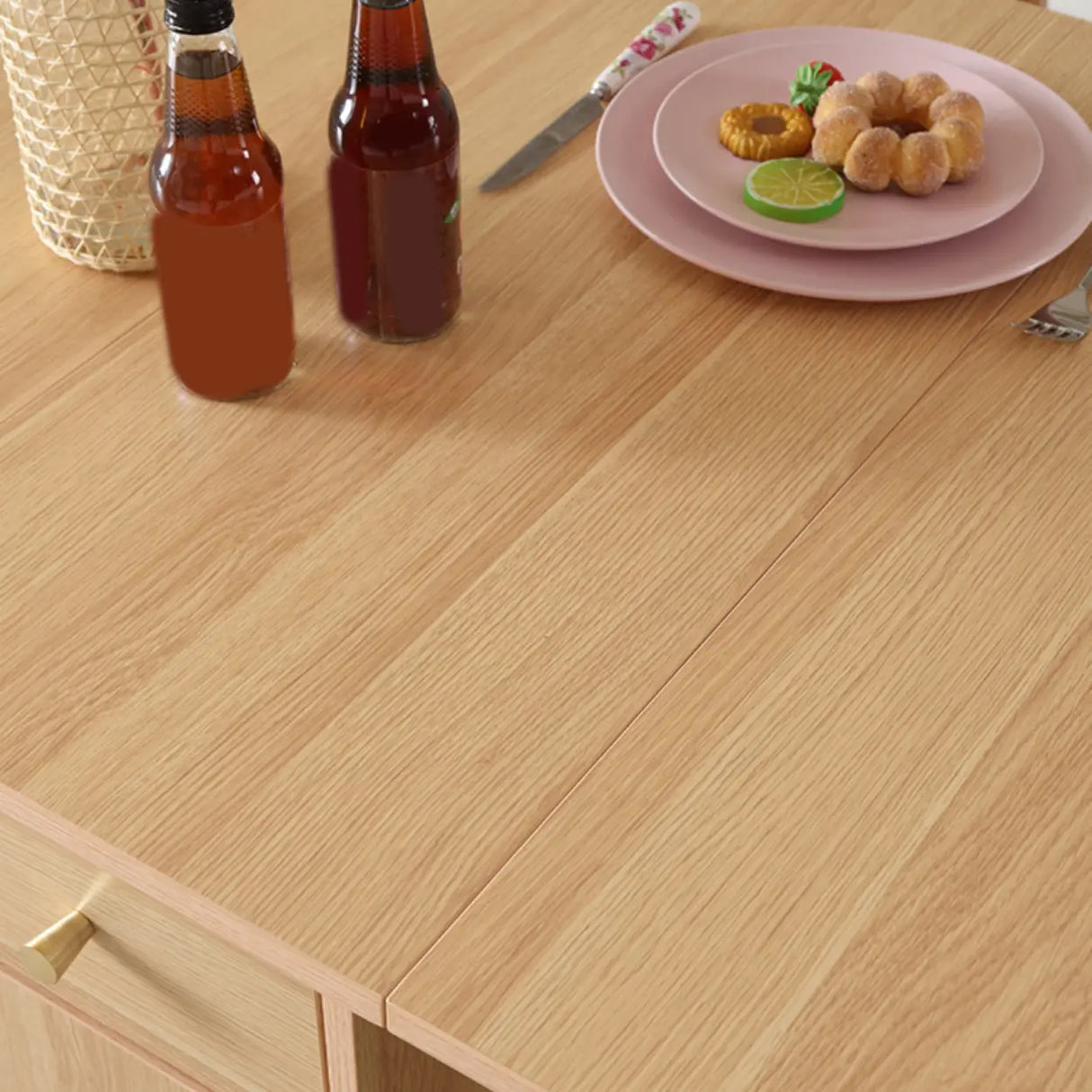 Scandinavian Folding Rectangle Rubberwood Dining Table Image - 7