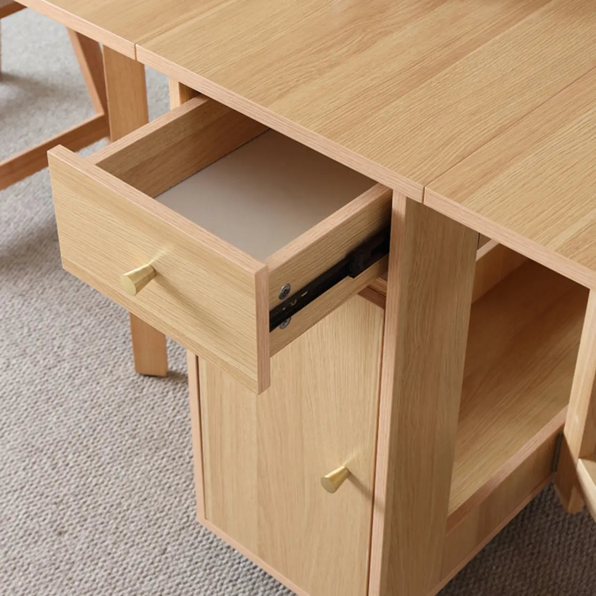 Scandinavian Folding Rectangle Rubberwood Dining Table Image - 9