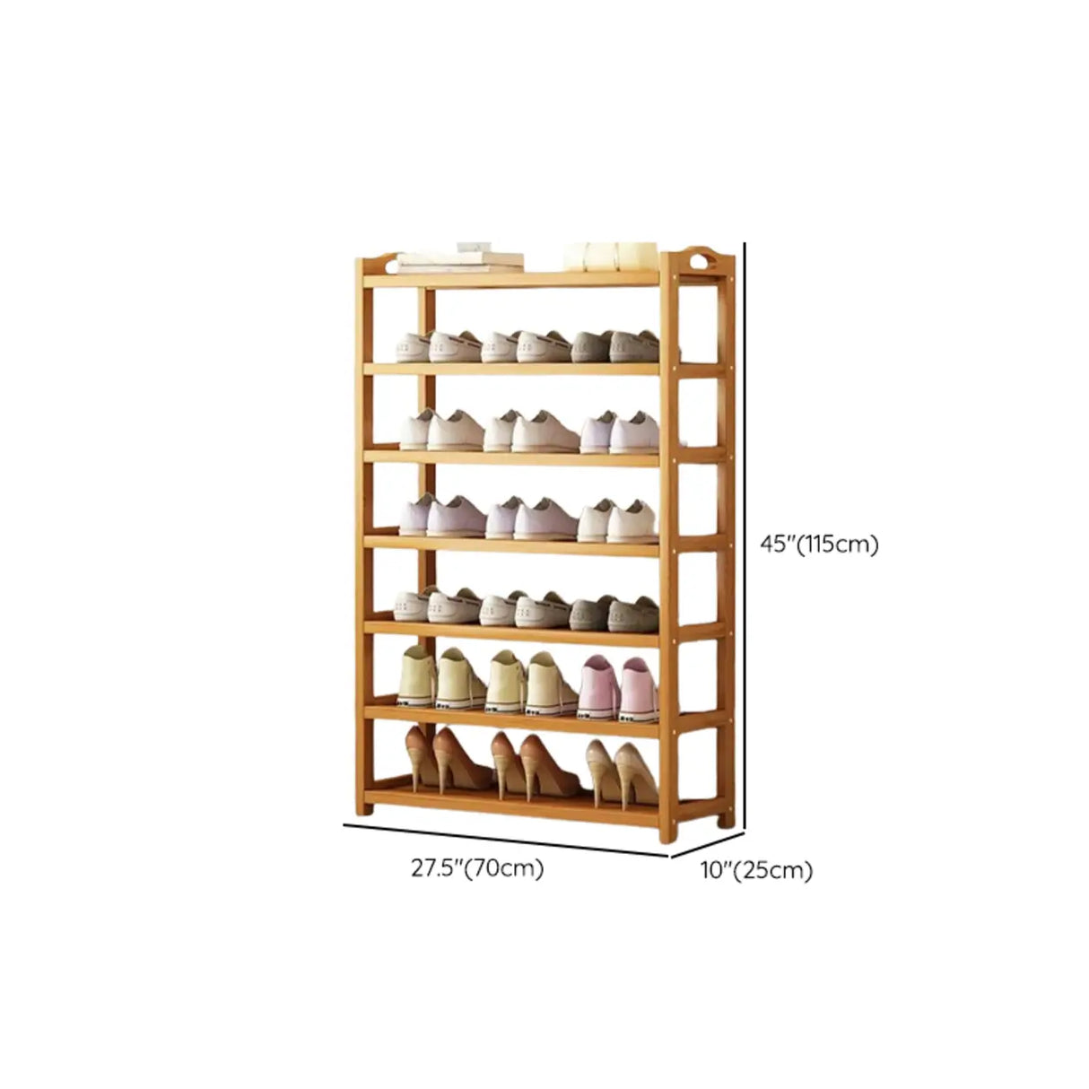 Scandinavian Free Standing Natural Bamboo Floor Shoe Rack Image - 37