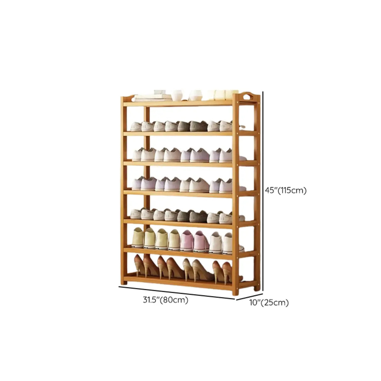 Scandinavian Free Standing Natural Bamboo Floor Shoe Rack Image - 38