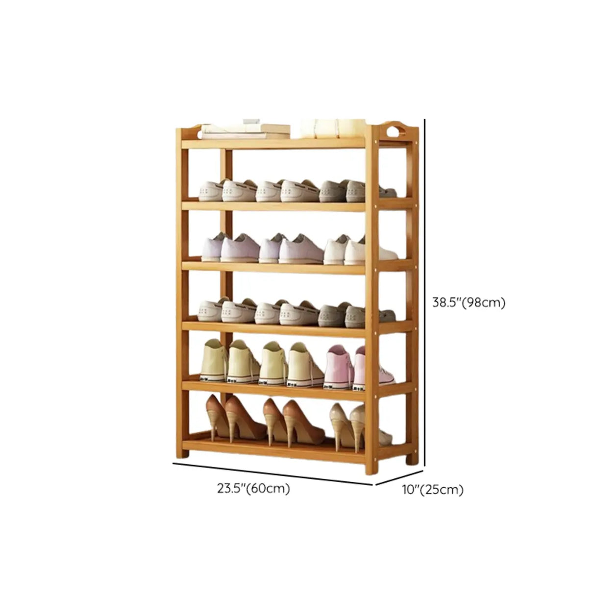 Scandinavian Free Standing Natural Bamboo Floor Shoe Rack Image - 39