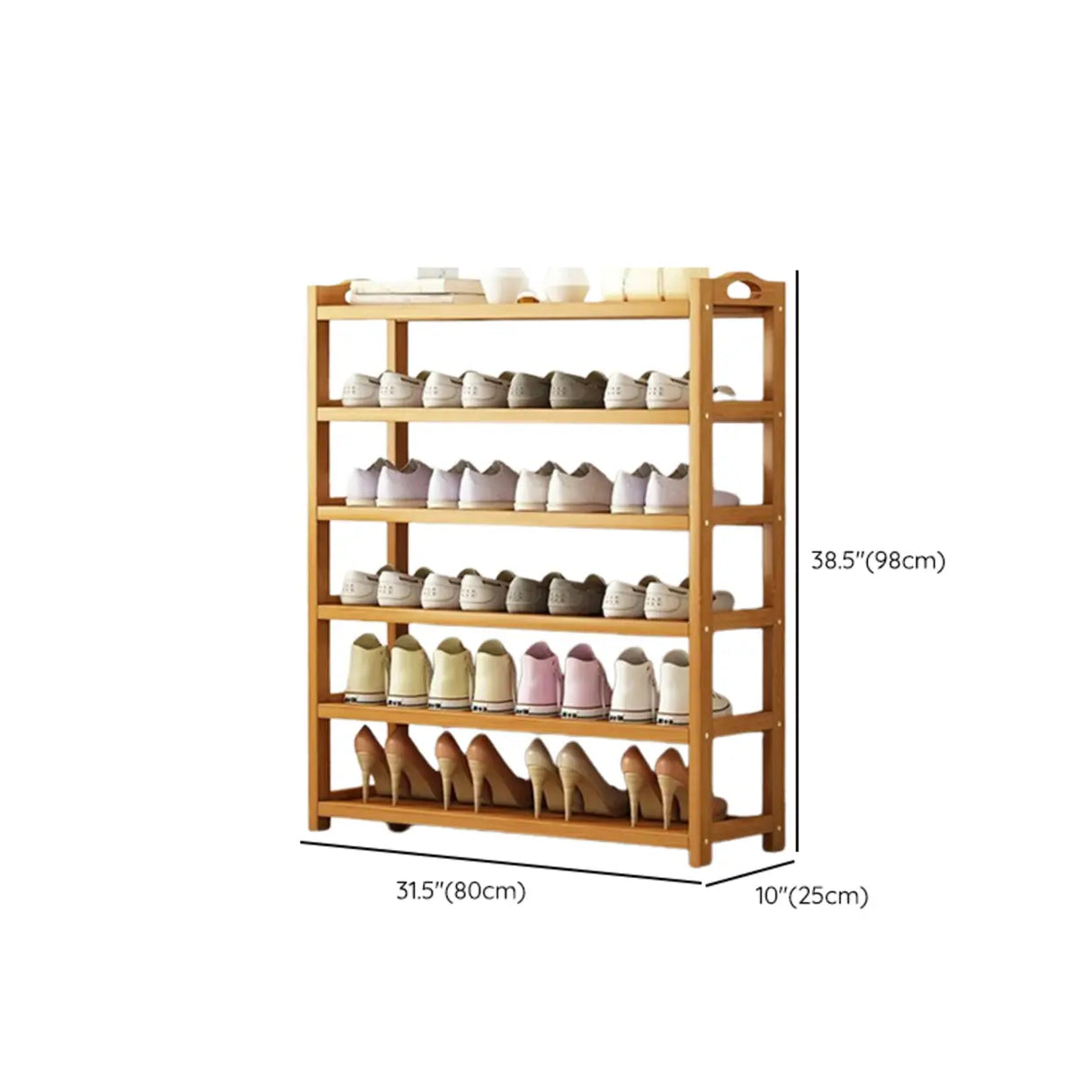 Scandinavian Free Standing Natural Bamboo Floor Shoe Rack Image - 40