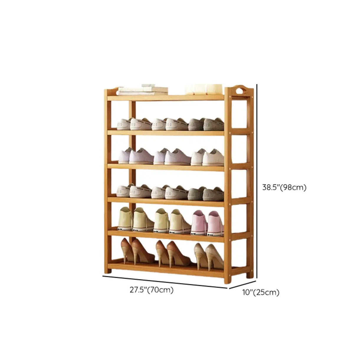 Scandinavian Free Standing Natural Bamboo Floor Shoe Rack Image - 41