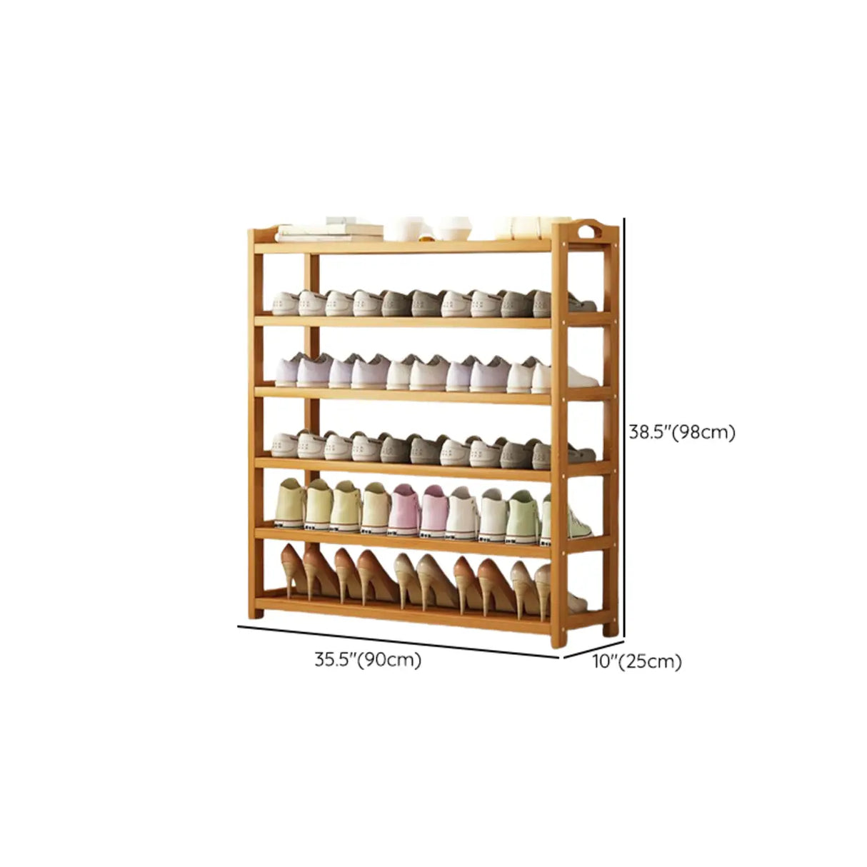 Scandinavian Free Standing Natural Bamboo Floor Shoe Rack Image - 43