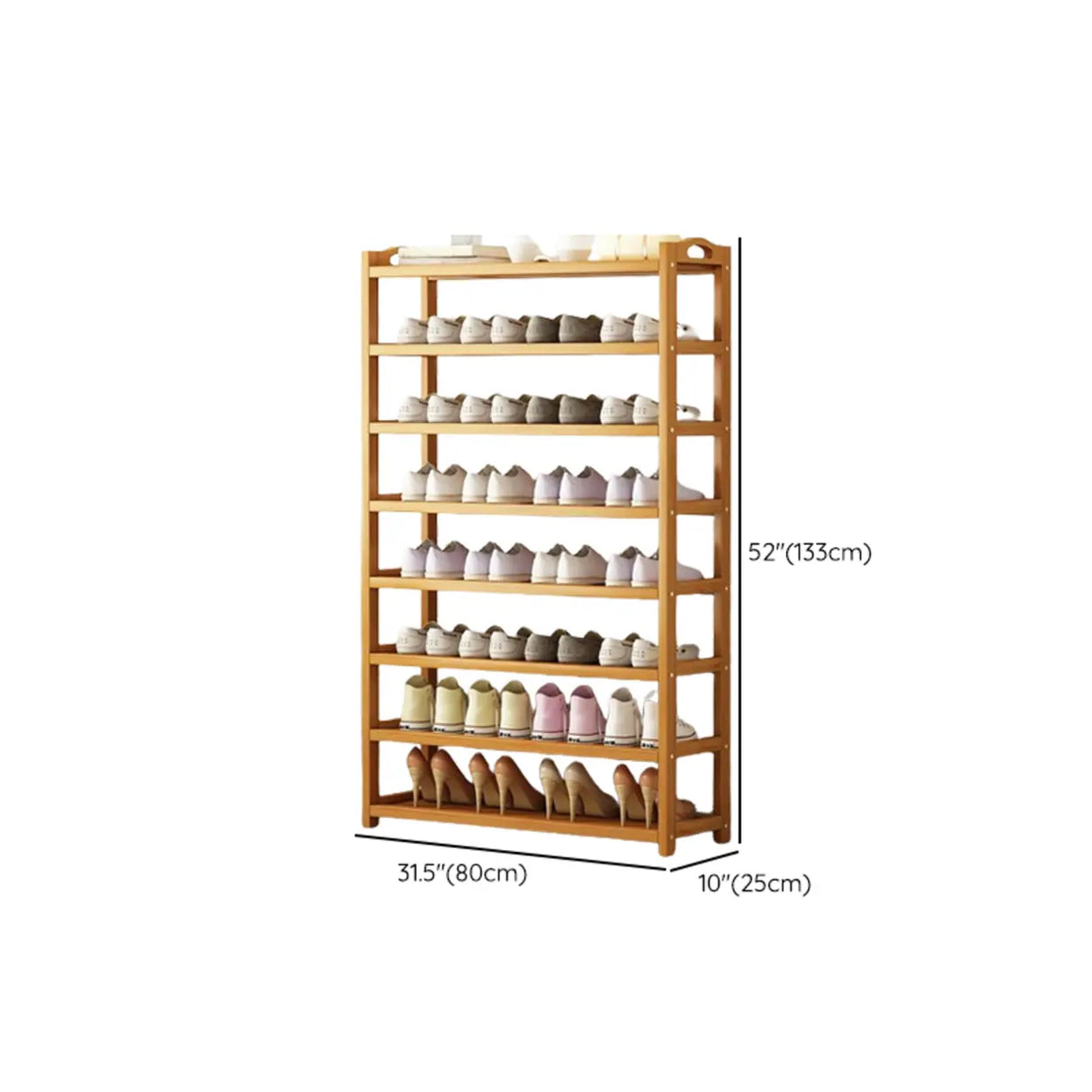 Scandinavian Free Standing Natural Bamboo Floor Shoe Rack Image - 44