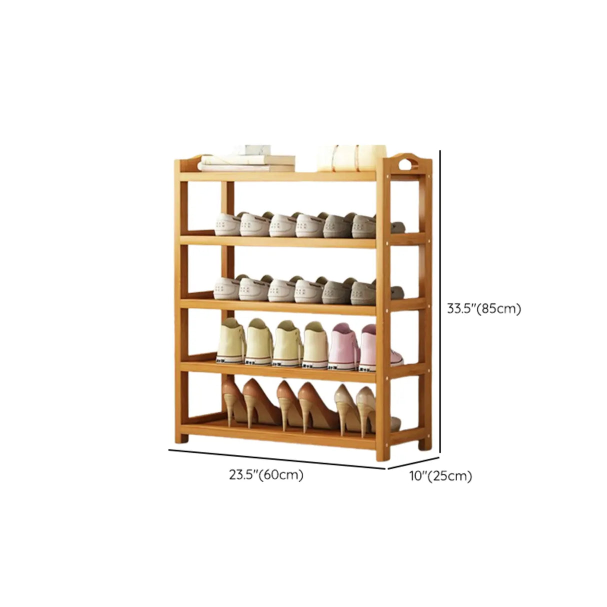 Scandinavian Free Standing Natural Bamboo Floor Shoe Rack Image - 45