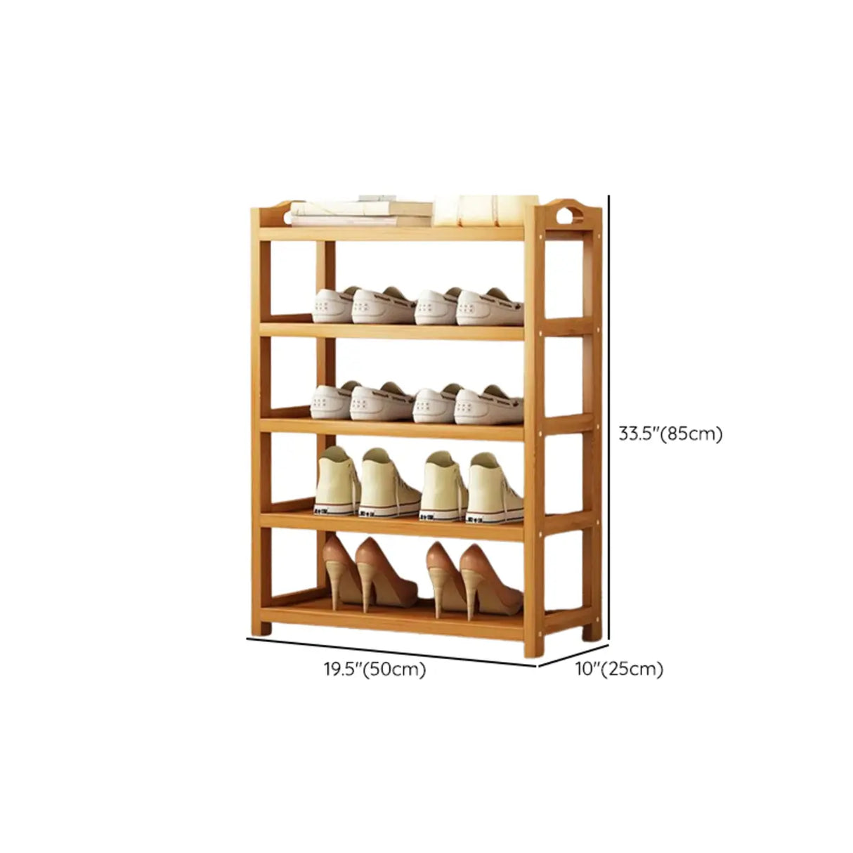Scandinavian Free Standing Natural Bamboo Floor Shoe Rack Image - 46