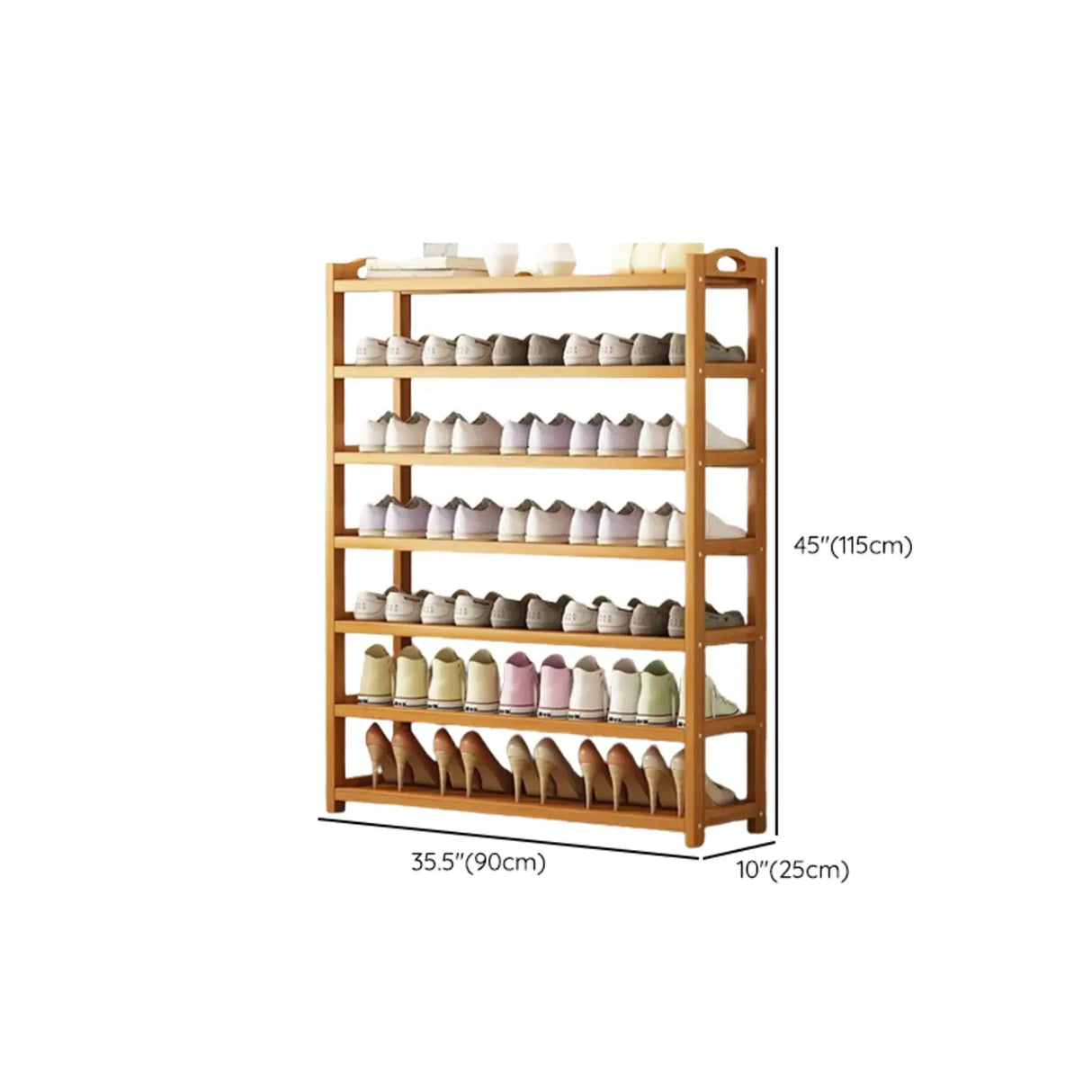 Scandinavian Free Standing Natural Bamboo Floor Shoe Rack Image - 47