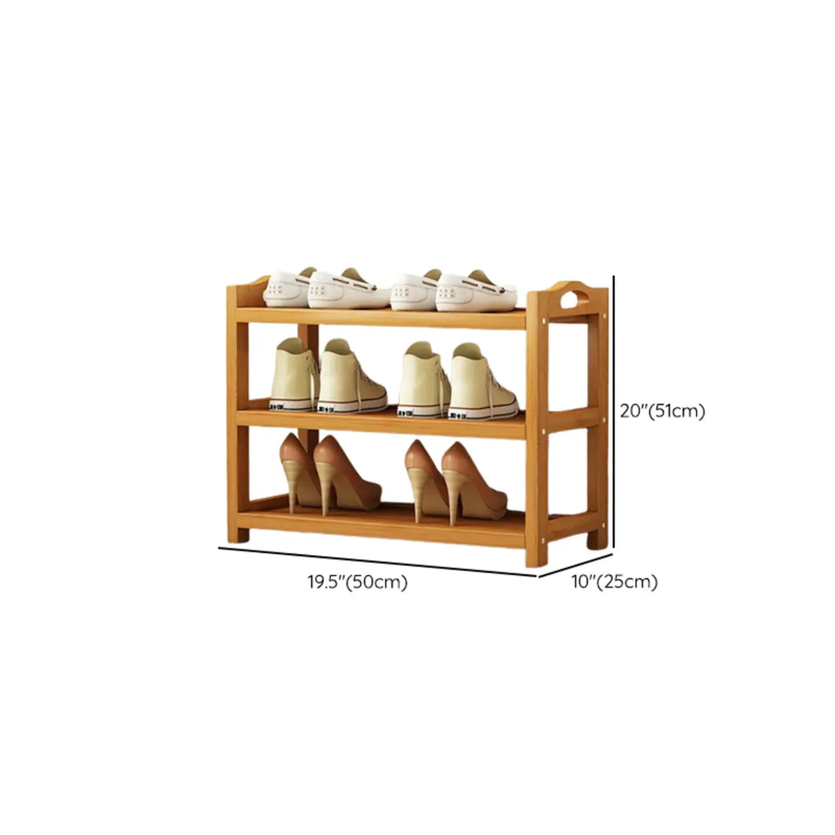 Scandinavian Free Standing Natural Bamboo Floor Shoe Rack Image - 48
